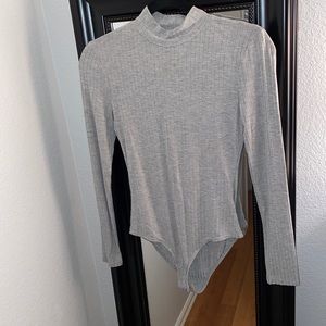 Ribbed Gray Bodysuit